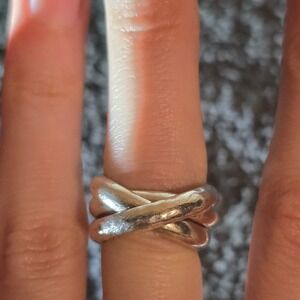 Silver Jewelry Ring Interlocking Triple Band Womens 925 Trinity Size 4.5